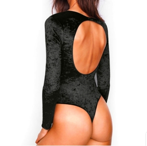 Victoria SECRET Black VELVET BODYSUIT 🕷 - Picture 2 of 7